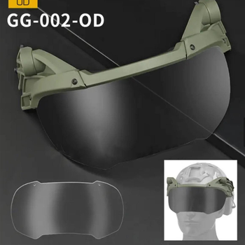 Захисні фліп окуляри на шолом Fast з 2-ма змінними лінзами олива
