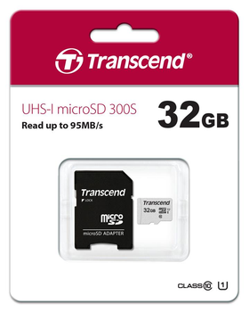 Карта памяти microSD 32Gb Transcend UHS-I 300S (TS32GUSD300S-A) + SD адаптер