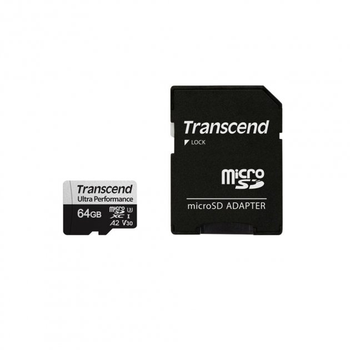 Карта памяти microSD 64Gb Transcend 340S class 10 UHS-I U3 A2 + SD адаптер (TS64GUSD340S)
