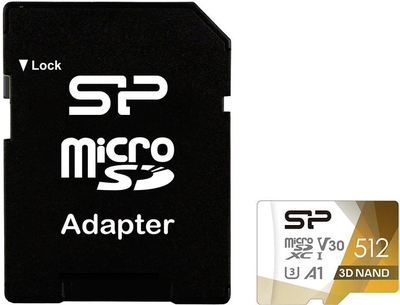 Карта памяти microSD 512Gb Silicon Power SuperiorProColor + SD адаптер U3 A1 V30 (SP512GBSTXDU3V20AB)