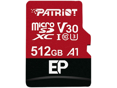 Карта памяти microSD 512Gb Patriot EP UHS-I U3 V30 A1 + SD адаптер (PEF512GEP31MCX)
