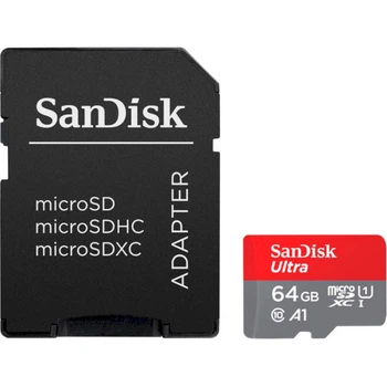 Карта памяти microSD 64Gb SanDisk Ultra Class 10 UHS-I U1 V10 A1 + SD адаптер (SDSQUAB-064G-GN6IA)