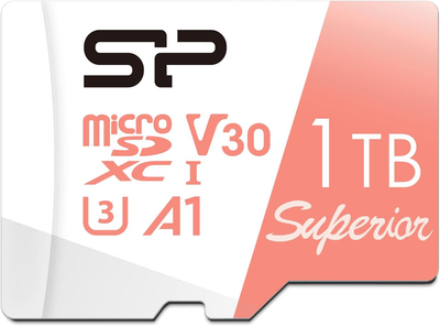 Карта памяти microSD 1 TB Silicon Power Superior + SD адаптер (SP001TBSTXDV3V20SP)