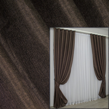 Комплект штор VR-Textil Лен Мішковина Венге 150x270 см 2 шт (30-022)