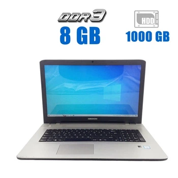 Ноутбук Medion Akoya E7424 / 17.3" (1600x900) TN / Intel Core i3-7100U (2 (4) ядра по 2.4 GHz) / 8 GB DDR3 / 256 GB SSD + 1000 GB HDD / Intel HD Graphics 620 / WebCam / Win 10 б/у