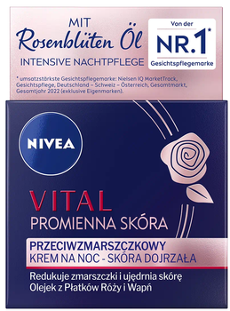Крем для обличчя нічний Nivea Vital Radiant Skin проти зморшок 50 мл (4006000054858)