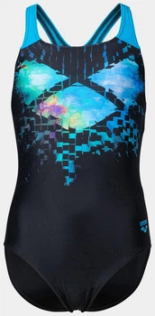 Купальник закритий Arena MULTI PIXELS SWIMSUIT SWIM PRO чорний, синій, синій Діти 128с 006679-580