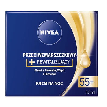 Krem do twarzy NIVEA Przeciwzmarszczkowy + Rewitalizujący krem na noc 55+ 50 ml (5900017058948)