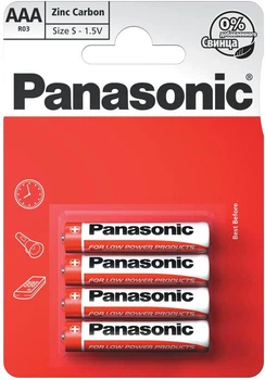 Батарейки Panasonic Carbon-Zinc AAA блистер, 4 шт