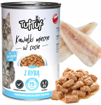 Mokra karma dla kotów TufTuf Puszka kawałki mięsne z rybą 12x415 g (5905342250142)