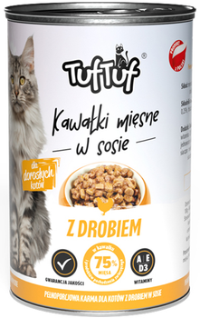 Mokra karma dla kotów TufTuf Puszka kawałki mięsne z drobiem 12x415 g (5905342250104)