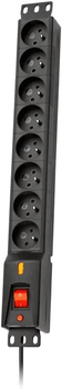 Listwa przeciwprzepięciowa Lestar LXARM 810 3L 19" PDU G-A 8 gniazd 3 m Black (1966004451)