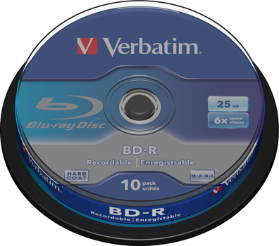 Диски Verbatim BD-R 25GB 6x Cake 10 шт (0023942437420)