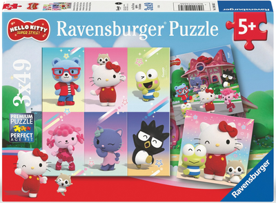Puzzle Ravensburger Hello Kitty Super Style 3 x 49 elementów (4005555010357)