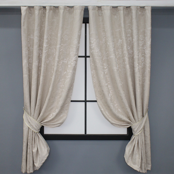 Комплект коротких штор VR-Textil Льон мармур Pavliani № 1178ш 130х170 см 2 шт Світло-бежевий (35-0065)