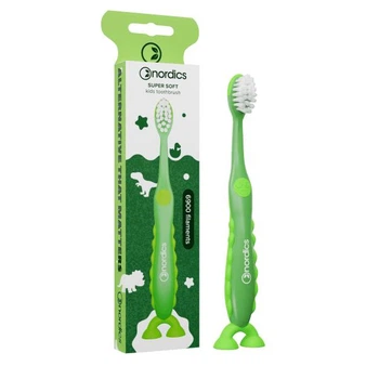 Преміальна дитяча зубна щітка Nordics Dino Green Soft