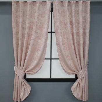 Комплект коротких штор VR-Textil Жакард Sultan YL № 1370ш 130х170 см 2 шт Блідо-рожевий (35-0090)