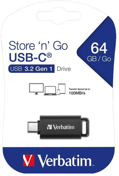 Флеш пам'ять Verbatim Store Go 64GB USB 3.0 Type-C Black (0023942494584)