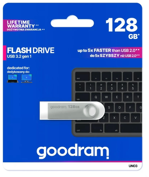 Флеш пам'ять Goodram UNO3 128GB USB 3.2 Gen1 Silver (UNO3-1280S0R11)