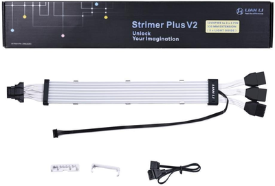 Кабель Lian Li Strimer Plus V2 3 x ATX (8-pin) - ATX 12+4pin Black/White (STRIMER PLUS V2 168-8 PINS)