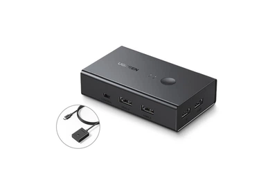Коммутатор HDMI USB UGREEN CM571 KVM-переключатель на 2 компьютера Switch 4K 60Hz HDR с пультом Black (15166)