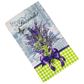 Кухонное полотенце рогожка с петелькой и принтом lavender with a bow 35х61см 180г/м2 (Лавандовый)