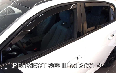 Дефлекторы окон (ветровики) HEKO для Peugeot 308 III 2021+ HTB 5D вставные 4 шт