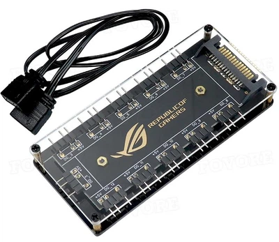 Фан хаб кулерів з підсвічуванням 10 x ARGB Sync 5V/3 pin + PWM HUB SATA живлення розгалужувач Концентратор Чорний