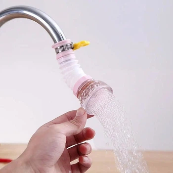 Гибкая выдвижная насадка фильтр для воды, водоочиститель на кран / смеситель, вращающийся на 360°, розовый (84392027)