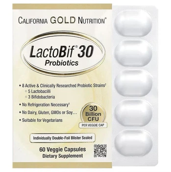 Пробіотики, California Gold Nutrition, LactoBif, 30 млрд КУО, 60 капсул