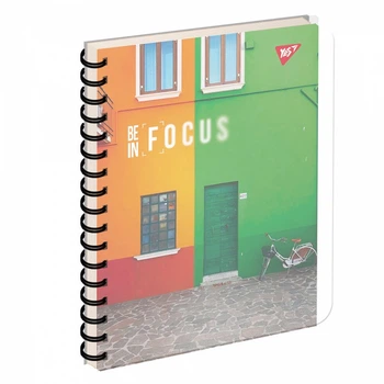 Записна книга блокнот YES Be in focus А5 144 аркушів клітинка пласт. обкладинка подвійна cпіраль (681954)