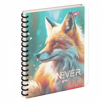 Записна книга блокнот YES Never give up А5 144 аркушів клітинка пласт. обкладинка подвійна cпіраль (681958)
