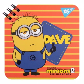 Записна книга блокнот YES Minions 110х110 мм 80 аркушів без розмітки карт. обкладинка подвійна cпіраль (151753)