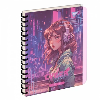 Записна книга блокнот YES Cyber girl А5 144 аркушів клітинка пласт. обкладинка подвійна cпіраль (681964)