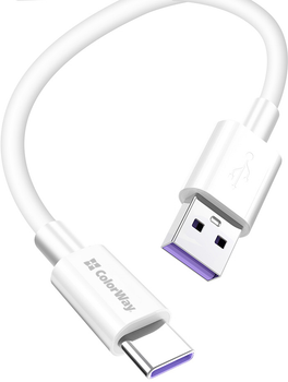 Kabel ColorWay USB Type-C (Fast Charging) 5.0A 1 m White (CW-CBUC019-WH)