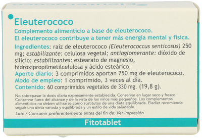 Suplement diety Eladiet Eleuterococo Fitotablet 60 tabletek (8420101010784)