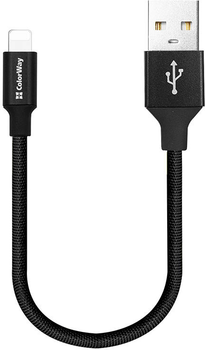 Kabel ColorWay USB - Apple Lightning 2.4A 25 cm Black (CW-CBUL048-BK)