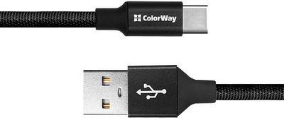 Kabel ColorWay USB - Type-C 2.4A 25 cm Black (CW-CBUC048-BK)