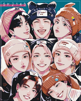 Картина по номерам Origami K-pop Stray Kids Стрей Кидс 40x50 см (LW31890)
