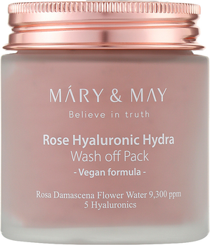 Увлажняющая глиняная маска Mary&May Rose Hyaluronic Hydra Wash off Pack с розой 125 г (8809670681586)