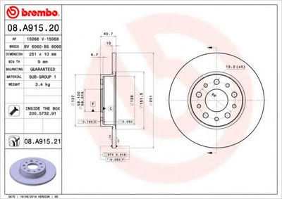 Гальмівний диск Brembo (08A91521)