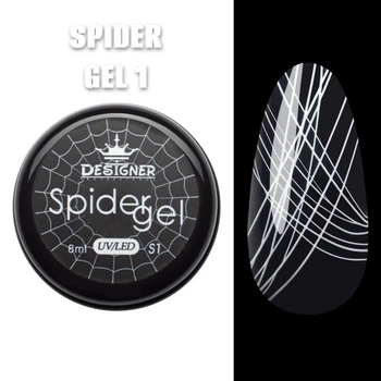 Гель-павутинка для дизайну нігтів (білий) Spider Gel S1 Designer Professional 8 мл