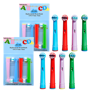 Комплекс насадок EB-10А для детских зубных щеток Oral B Braun kids junior с мягкой щетиной сменные 2 упаковки по 4 шт.