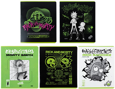 Набір шкільних зошитів Kite Rick & Morty 48 аркушів в клітинку 10 штук (RM24-259)