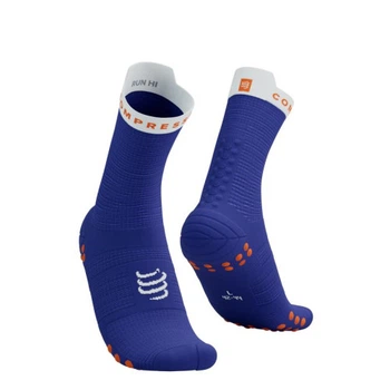 Беговые бесшовные высокие носки Compressport Pro Racing Socks V4.0 Run High, Dazz Blue/White, T4 (45-48)