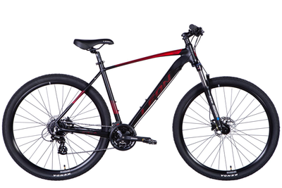 Велосипед алюміній 29" Leon TN-80 AM Hydraulic lock out HDD рама-21" чорний з червоним (матовий) 2024