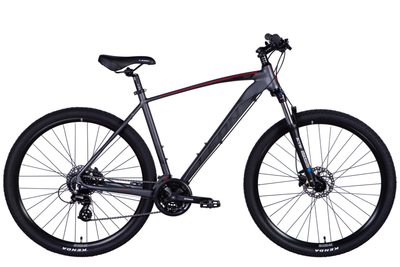 Велосипед алюміній 29" Leon TN-80 AM Hydraulic lock out HDD рама-21" графітовий з чорним та червоним (матовий) 2024