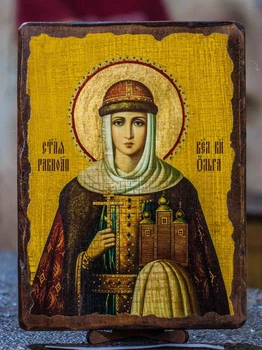 Икона Ольга святая княгиня на дереве под старину