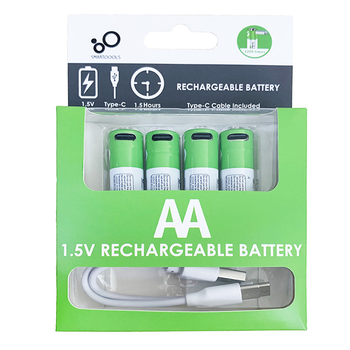 Аккумуляторные многоразовые пальчиковые батарейки Smartoools AA 4 шт 1,5V 2600 mWh с USB Type-C входом