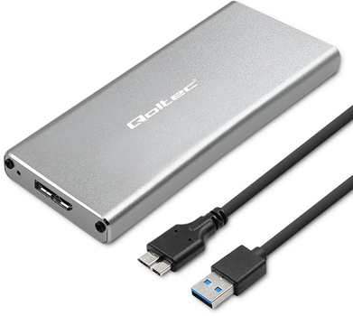 Зовнішня кишеня Qoltec M.2 SSD SATA USB 3.0 2TB Grey (5901878518336)
